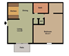 1 Bed 1 Bath 700 sq. Ft.